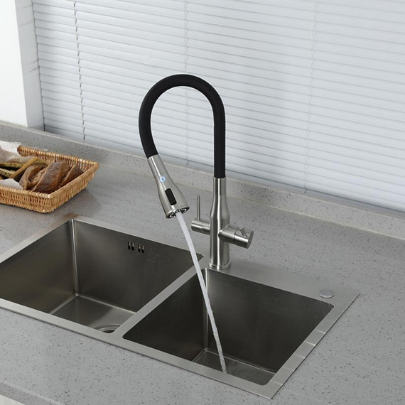 Смеситель для кухни Gappo G4399-65, сатин/черный фото 5