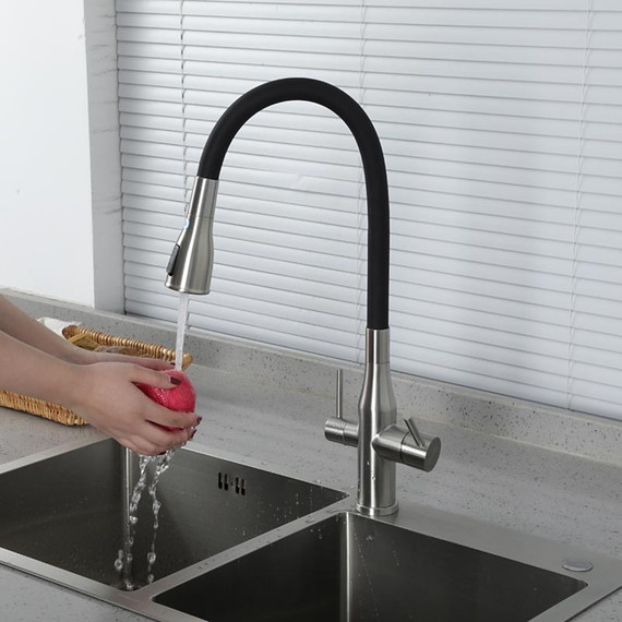 Смеситель для кухни Gappo G4399-65, сатин/черный фото 6