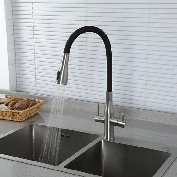 Смеситель для кухни Gappo G4399-65, сатин/черный фото 8