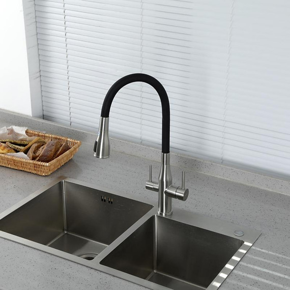 Смеситель для кухни Gappo G4399-65, сатин/черный фото 23