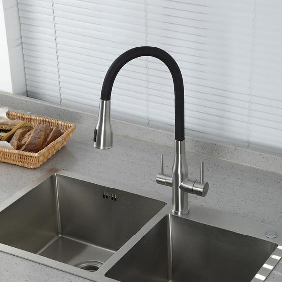 Смеситель для кухни Gappo G4399-65, сатин/черный фото 24