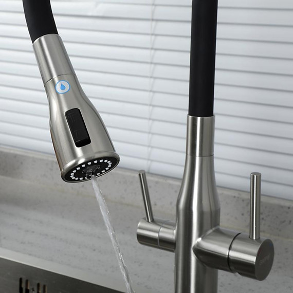 Смеситель для кухни Gappo G4399-65, сатин/черный фото 13