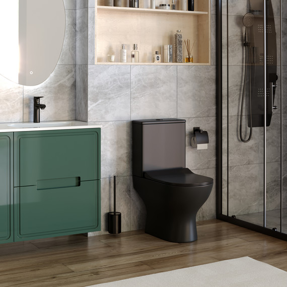 Унитаз-компакт безободковый Taliente Arte AR35045 Nero с крышкой микролифт, чёрный, Цвет производителя: чёрный фото 5