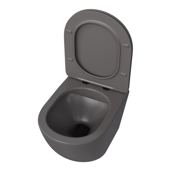 Унитаз подвесной безободковый Taliente Amato AM25010 Grigio с крышкой микролифт, серый, Цвет производителя: серый фото 3