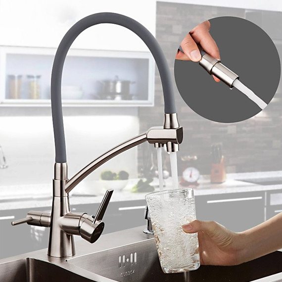 Смеситель для кухни Gappo G4398, серый/сатин фото 10