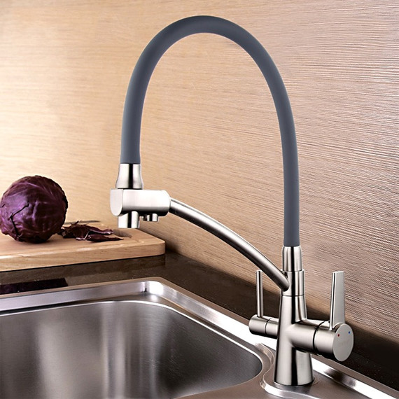 Смеситель для кухни Gappo G4398, серый/сатин фото 2