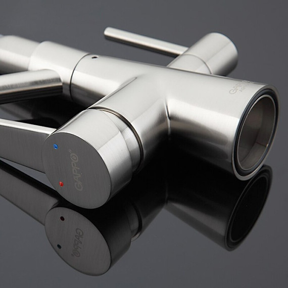 Смеситель для кухни Gappo G4398, серый/сатин фото 6