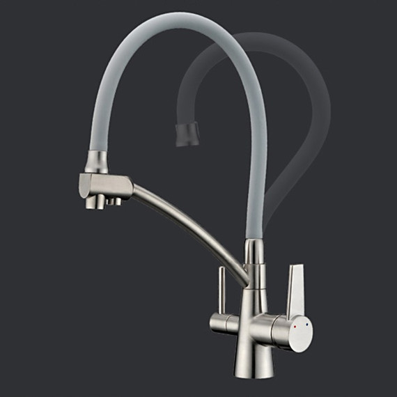 Смеситель для кухни Gappo G4398, серый/сатин фото 3