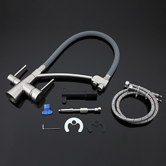 Смеситель для кухни Gappo G4398, серый/сатин фото 11