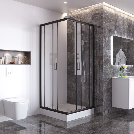 Душевое ограждение Taliente 90x90 см TA-09092-1CB, черный/прозрачное фото 3