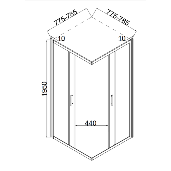 Душевое ограждение Taliente 80x80 см TA-08082-1CB, чёрный/прозрачное фото 4