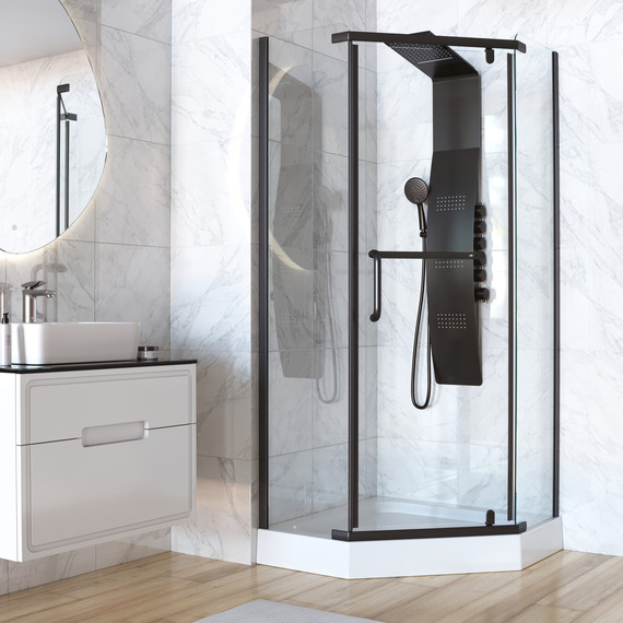 Душевое ограждение Taliente 90x90 см TA-09093-1CB, черный/прозрачное фото 3