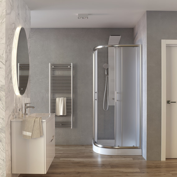 Душевое ограждение Taliente 90x90 см TA-09091-1MP, хром/рифленое фото 3