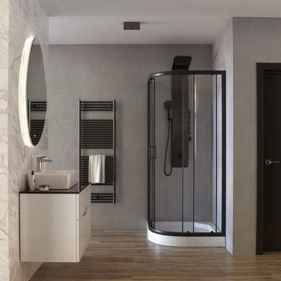 Душевое ограждение Taliente 90x90 см TA-09091-1CB, чёрный/прозрачное фото 3