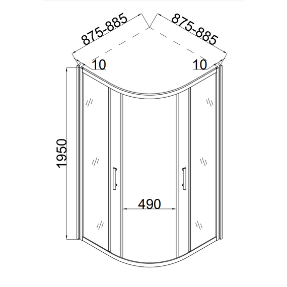 Душевое ограждение Taliente 90x90 см TA-09091-1MP, хром/рифленое фото 4