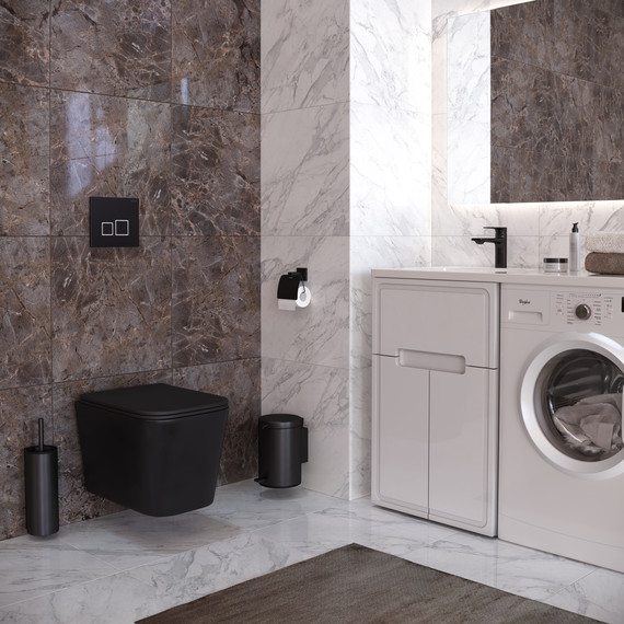 Унитаз подвесной безободковый Taliente Correto CR25200 Nero с крышкой микролифт, чёрный матовый, Цвет производителя: чёрный матовый фото 4