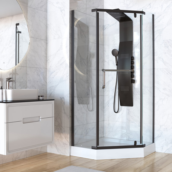 Душевое ограждение Taliente 80x80 см TA-08083-1CB, чёрный/прозрачное фото 3