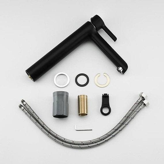 Смеситель для раковины высокий Gappo G1003-16, черный/хром фото 10