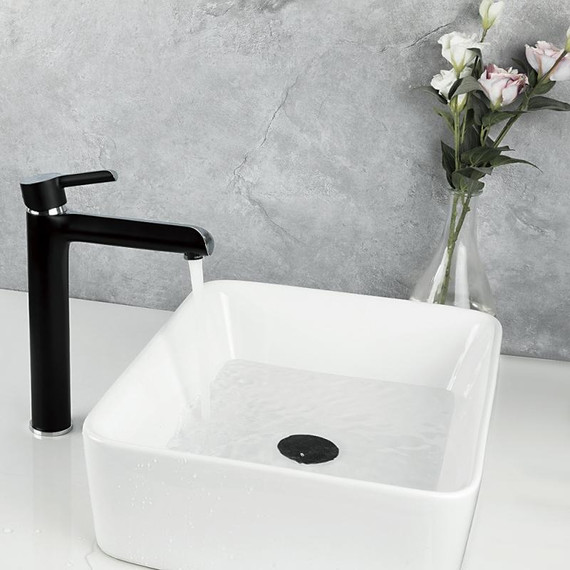 Смеситель для раковины высокий Gappo G1003-16, черный/хром фото 3