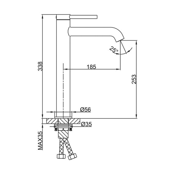 Смеситель для раковины высокий Gappo G06-3 G1006-23, золото сатин, Цвет производителя: золото сатин фото 2