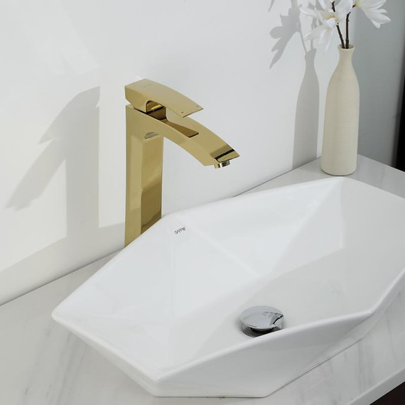 Смеситель для раковины высокий Gappo G1007-32, золото фото 3