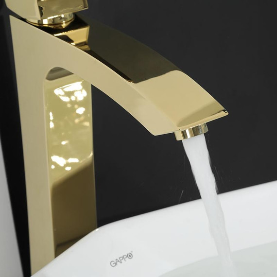 Смеситель для раковины высокий Gappo G1007-32, золото фото 6