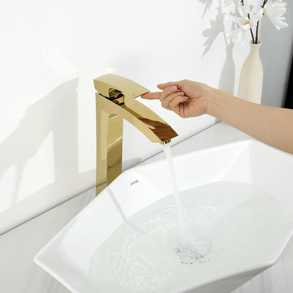 Смеситель для раковины высокий Gappo G1007-32, золото фото 8