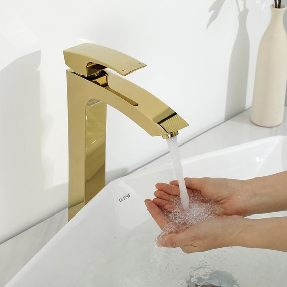 Смеситель для раковины высокий Gappo G1007-32, золото фото 12