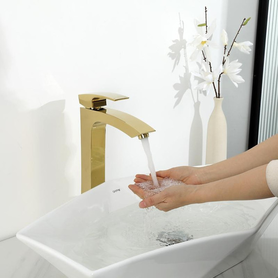 Смеситель для раковины высокий Gappo G1007-32, золото фото 13