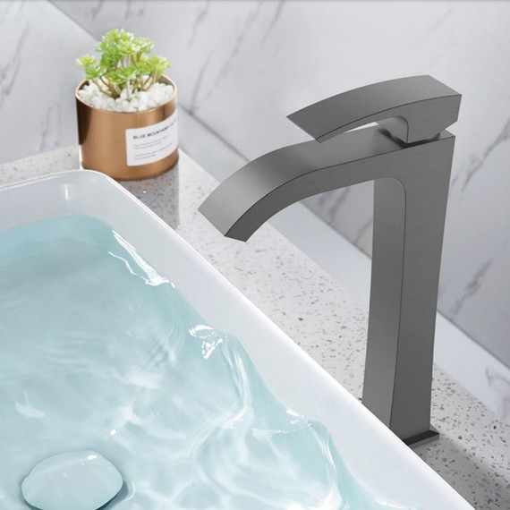 Смеситель для раковины высокий Gappo G1007-89, оружейная сталь фото 3