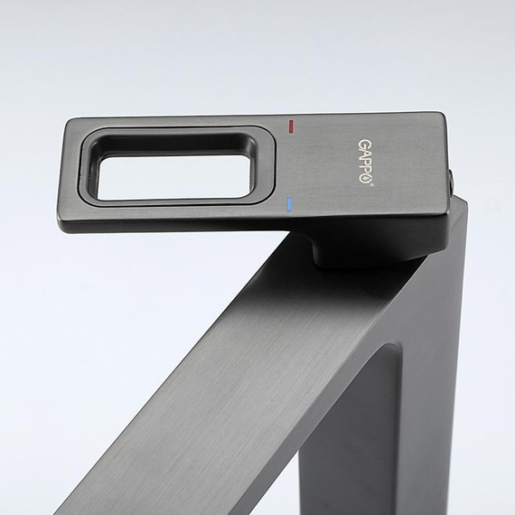 Смеситель для раковины высокий Gappo G1017-92, оружейная сталь фото 3