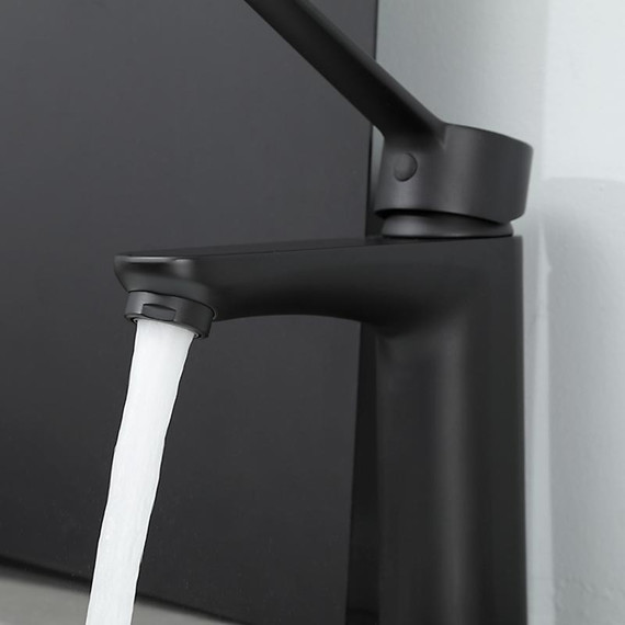 Смеситель для раковины с локтевой (хирургической) ручкой Gappo G1021-6, черный, Цвет производителя: чёрный фото 8