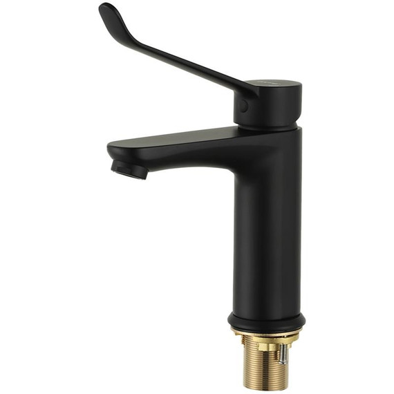 Смеситель для раковины с локтевой (хирургической) ручкой Gappo G1021-6, черный, Цвет производителя: чёрный фото 