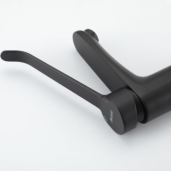 Смеситель для раковины с локтевой (хирургической) ручкой Gappo G1021-6, черный, Цвет производителя: чёрный фото 20