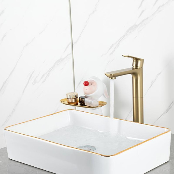 Смеситель для раковины высокий Gappo G48-3 G1048-32, золото сатин, Цвет производителя: золото сатин фото 9