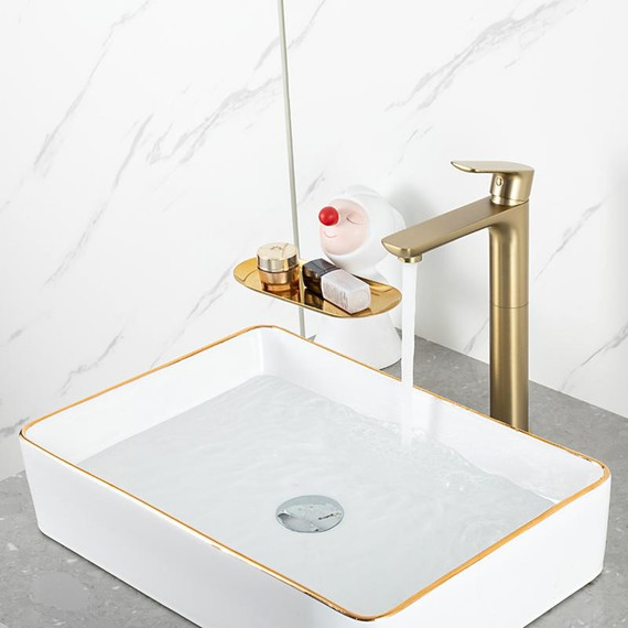 Смеситель для раковины высокий Gappo G48-3 G1048-32, золото сатин, Цвет производителя: золото сатин фото 10