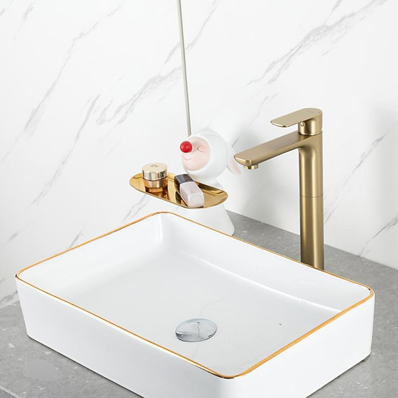 Смеситель для раковины высокий Gappo G48-3 G1048-32, золото сатин, Цвет производителя: золото сатин фото 4