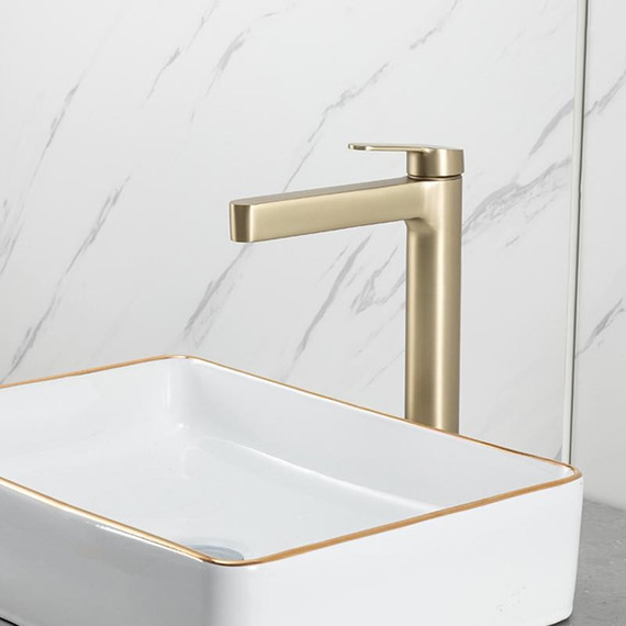 Смеситель для раковины высокий Gappo G99-33 G1099-83, золото сатин, Цвет производителя: золото сатин фото 2