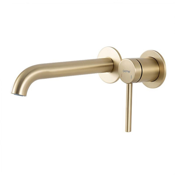 Смеситель для раковины настенный Gappo G06-3 G1206-3, золото сатин, Цвет производителя: золото сатин фото 