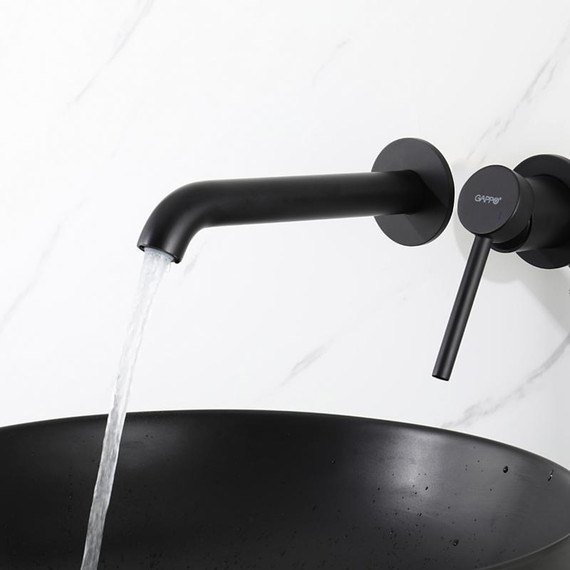 Смеситель для раковины настенный Gappo G06-6 G1206-6, чёрный, Цвет производителя: чёрный фото 10