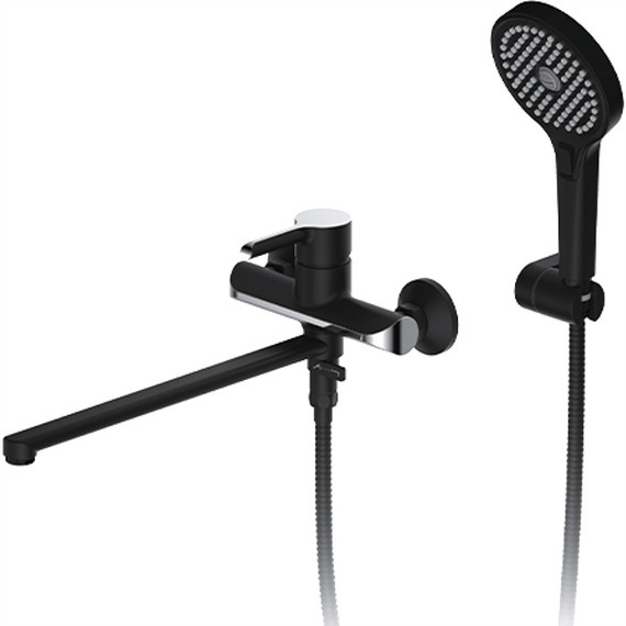 Смеситель для ванны с душевым гарнитуром Gappo G2203-6, черный/хром фото 