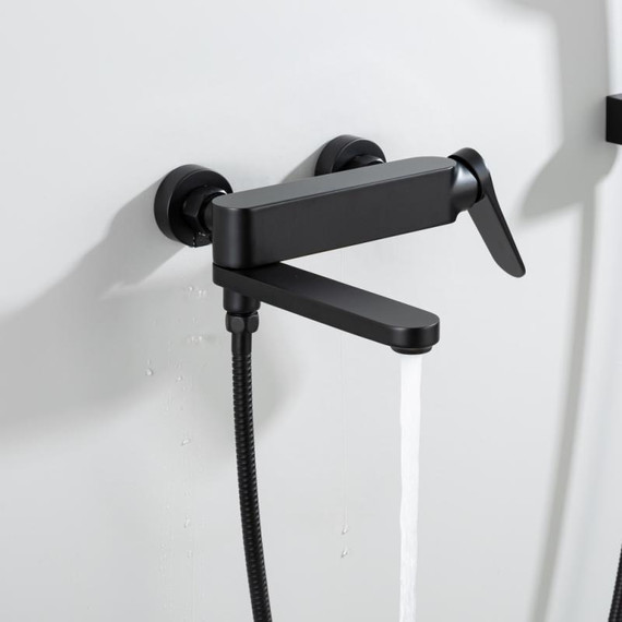 Смеситель для ванны с выдвижным изливом Gappo G10-6 G3210-6, чёрный, Цвет производителя: чёрный фото 5