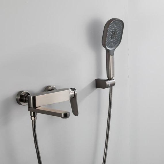 Смеситель для ванны с выдвижным изливом Gappo G10-9 G3210-9, оружейная сталь, Цвет производителя: оружейная сталь фото 2