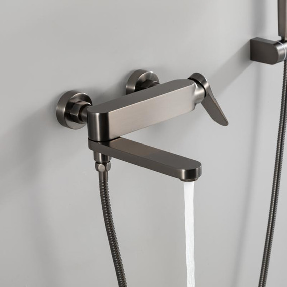 Смеситель для ванны с выдвижным изливом Gappo G10-9 G3210-9, оружейная сталь, Цвет производителя: оружейная сталь фото 5