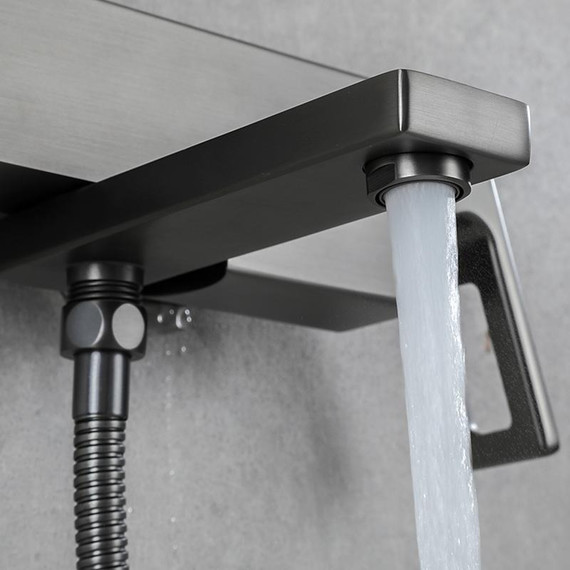 Смеситель для ванны с гарнитуром Gappo G3217-9, оружейная сталь фото 6