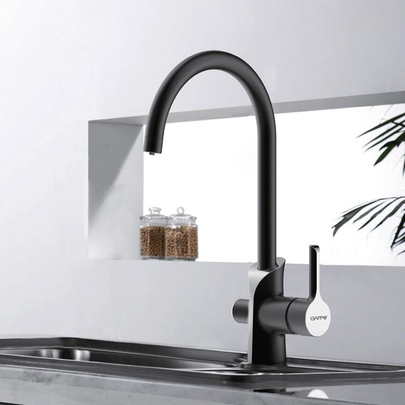 Смеситель для кухни Gappo G4303-6, черный/хром фото 2