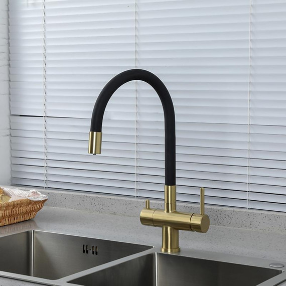 Смеситель для кухни Gappo G4398-33, золото/черный фото 4