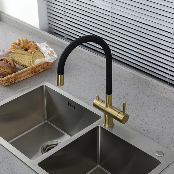 Смеситель для кухни Gappo G4398-33, золото/черный фото 5
