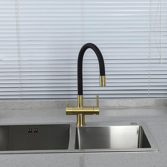 Смеситель для кухни Gappo G4398-33, золото/черный фото 6