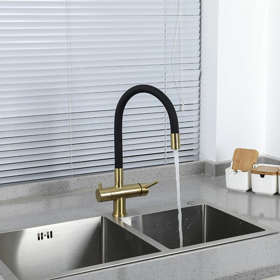Смеситель для кухни Gappo G4398-33, золото/черный фото 8